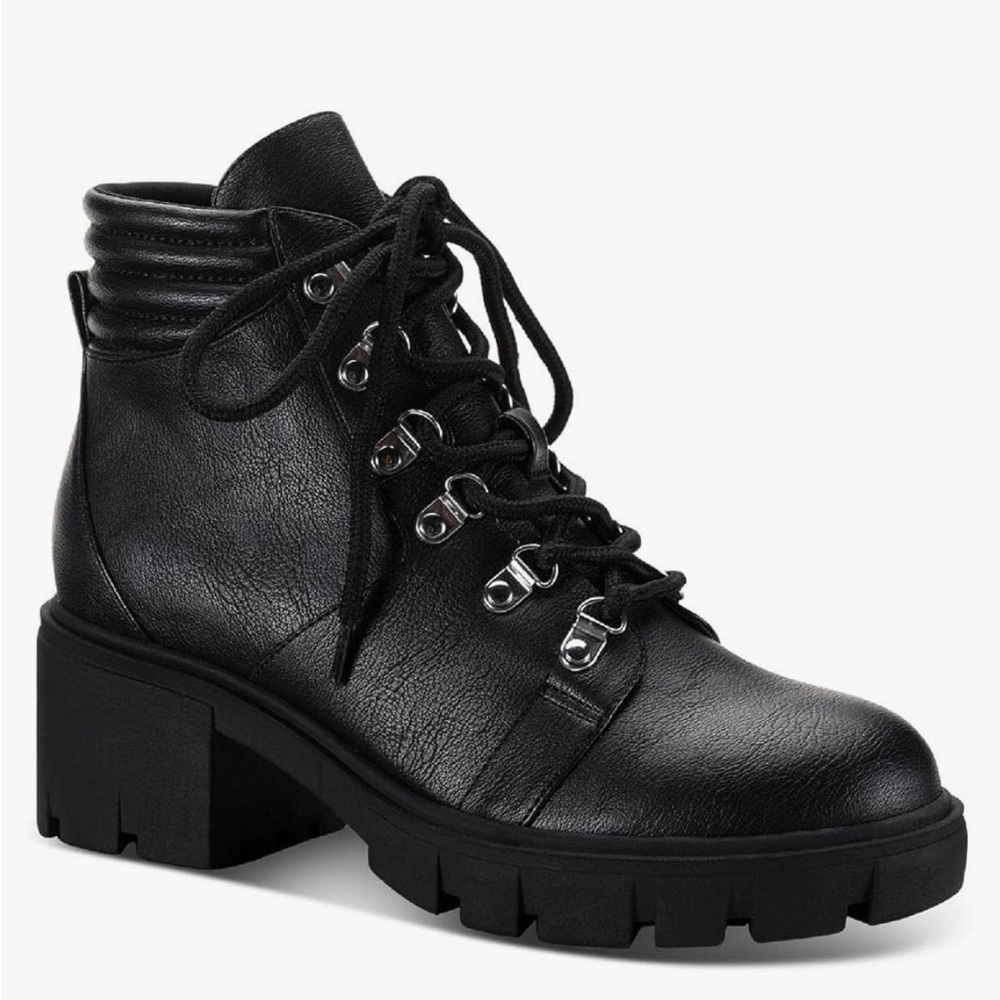 Sun + Stone Womens Ruthee Faux Leather Ankle Boots Black 10 Medium (B,M)
#1